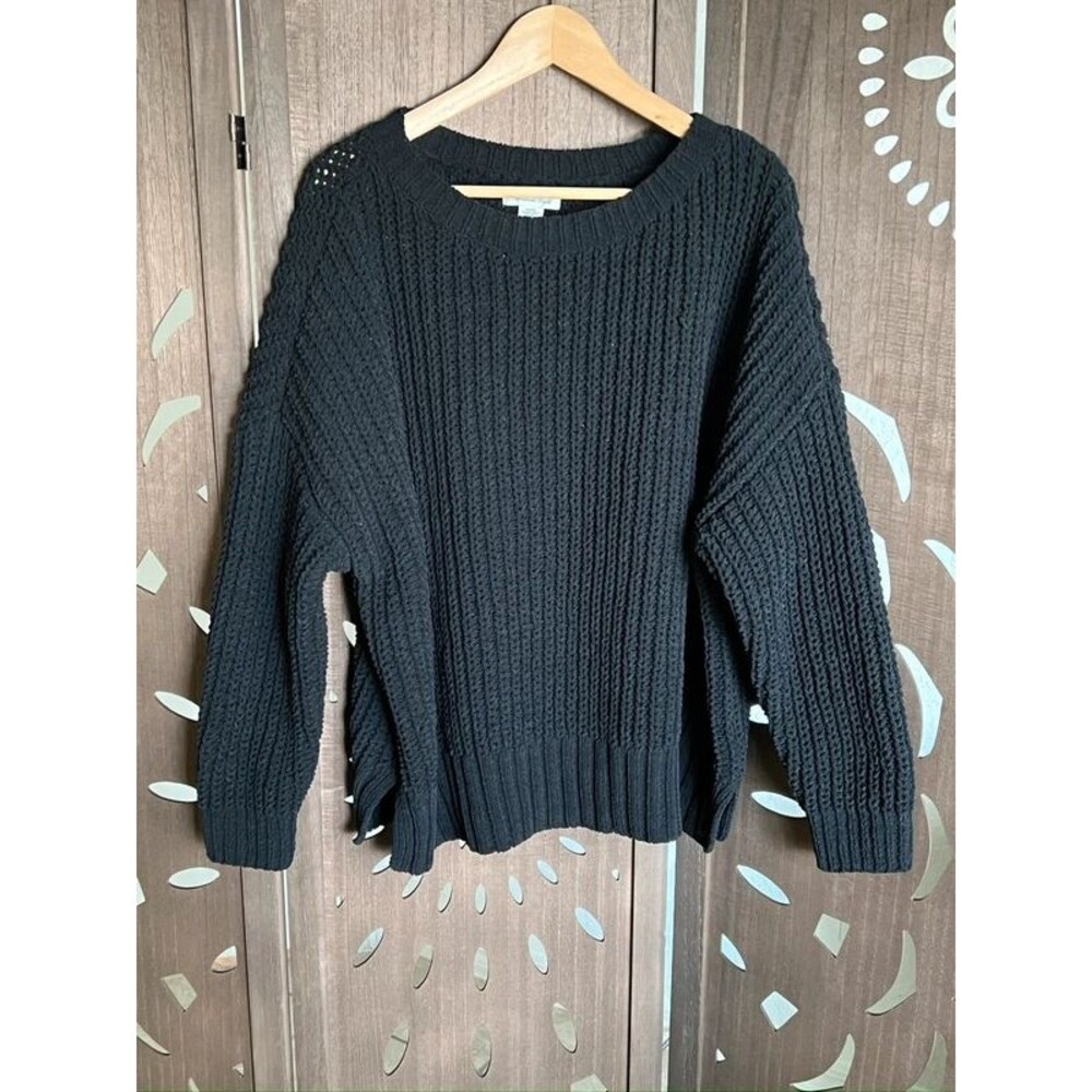 Chunky black American Eagle knit sweater US M crewneck oversized autumn grunge